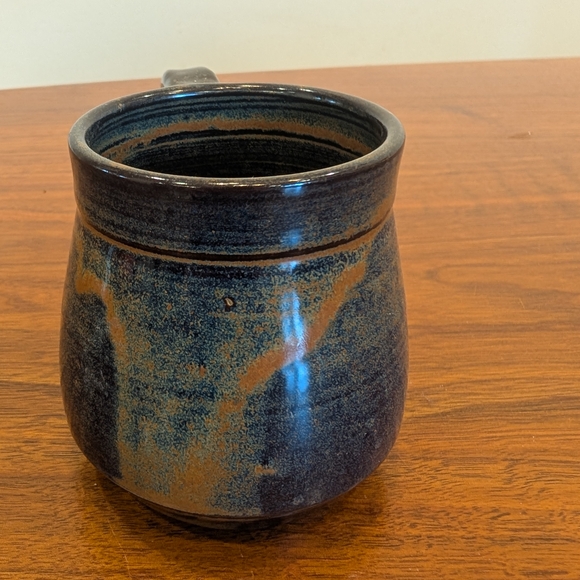 Handcrafted Ceramic Mug - Blue & Rusty Brown - Picture 6 of 9